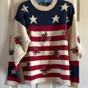 Talbots Patriotic Stars and Stripes Pullover Sweater